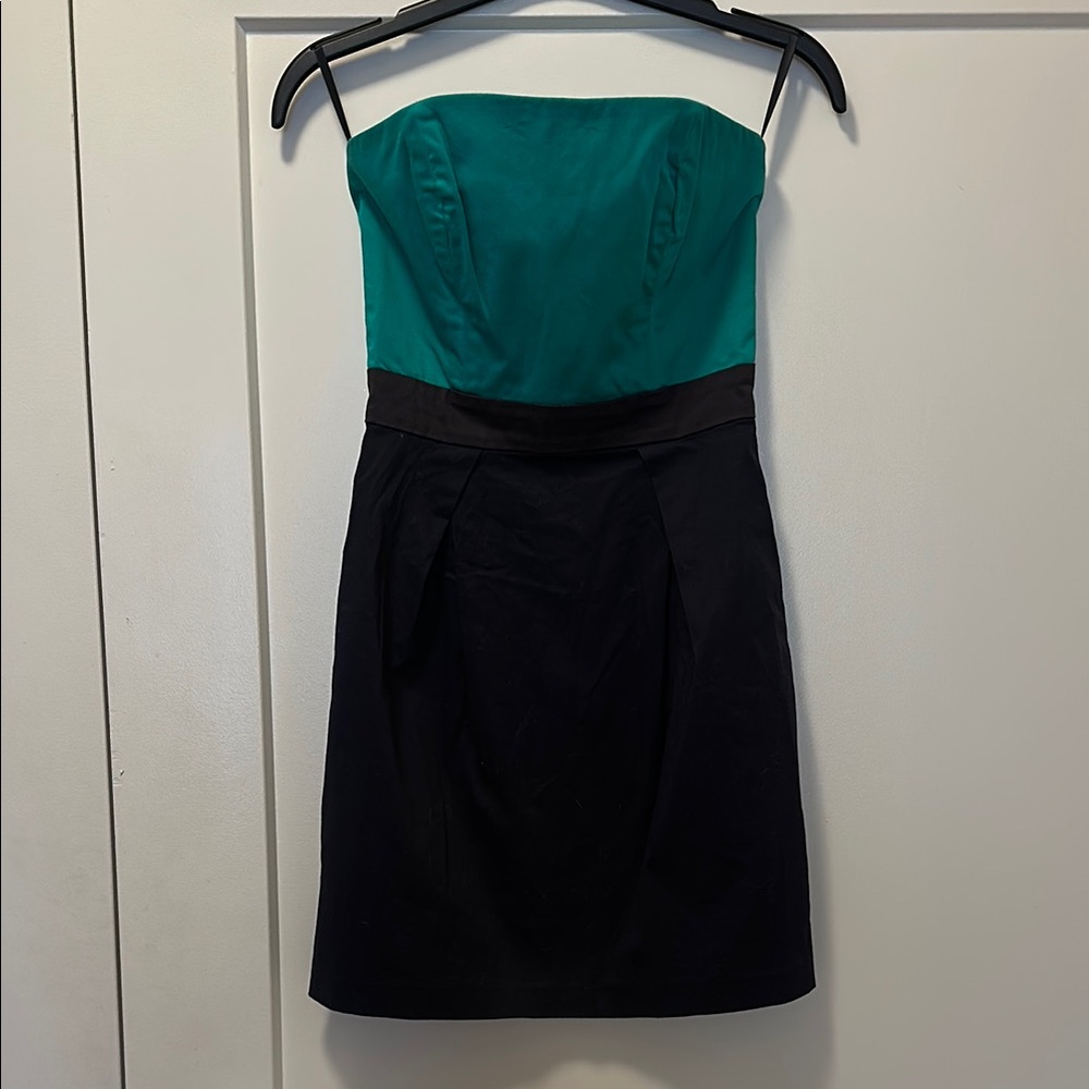 Strapless Teal, Black, and Navy Dress